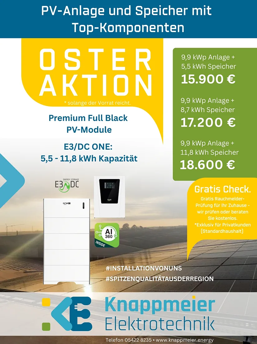 OSTERAKTION 2026 PV-Anlage und Speicher mit Top-Komponenten